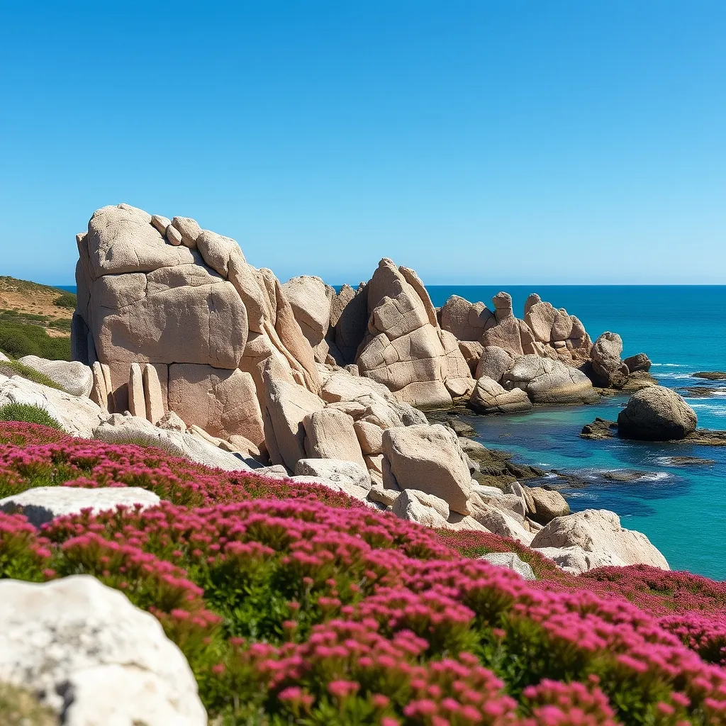 Les rochers de granit rose sur le sentier des douaniers en Bretagne, un paysage unique en Europe