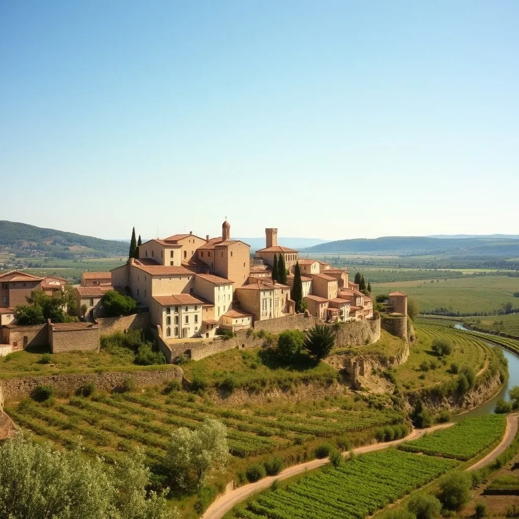 Un village perché du Quercy surplombant la vallée du Lot, carte postale de la France rurale