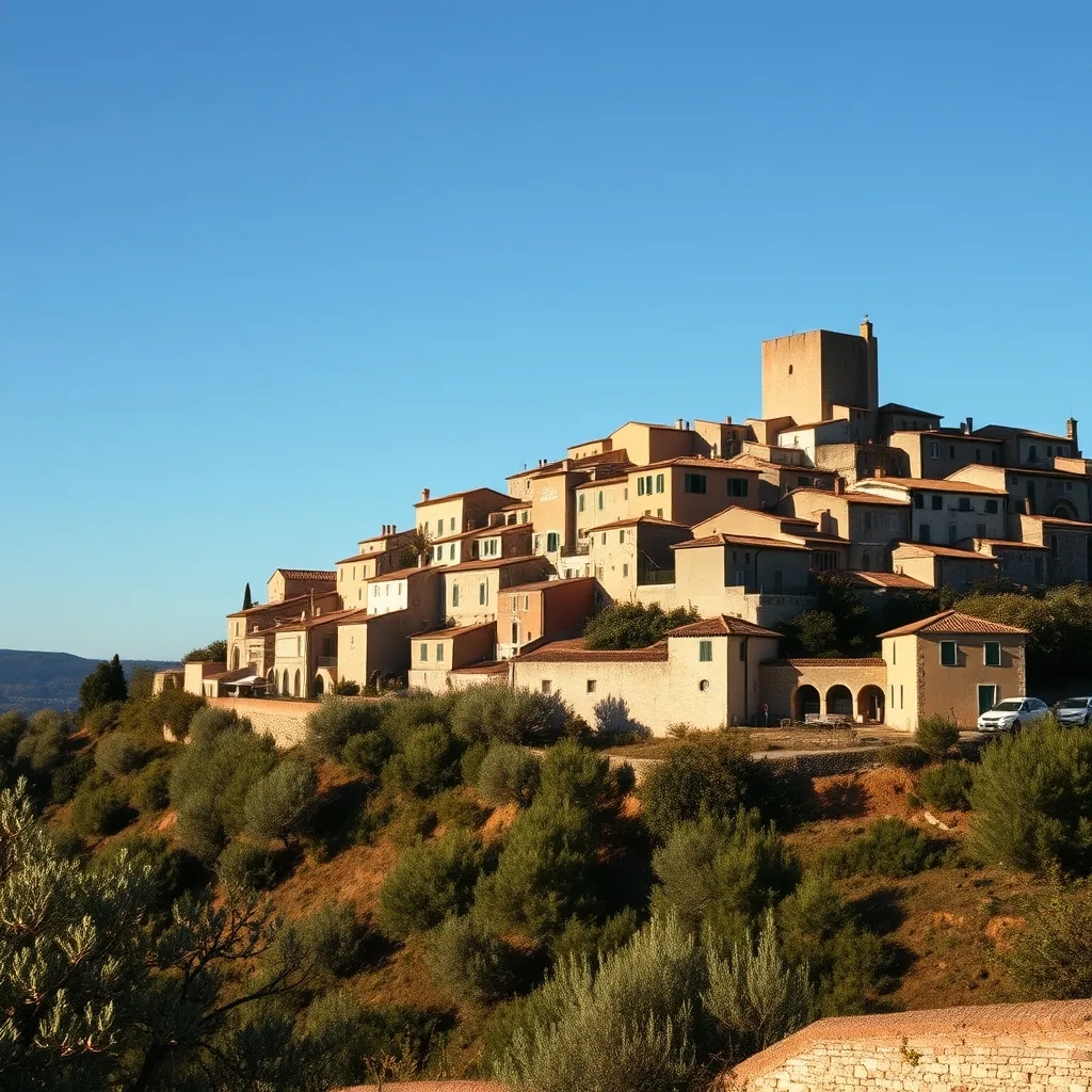 Village perché du Luberon avec ses façades ocre et ses toits en tuiles