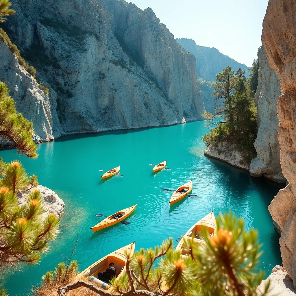 Les eaux turquoise des gorges du Verdon bordées de falaises calcaires