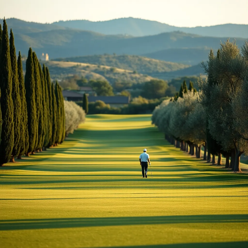 Le parcours de golf 18 trous de Pont Royal avec le Luberon en arrière-plan