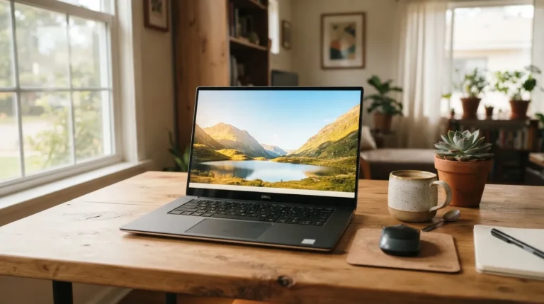 Un ordinateur portable sous Windows 11 Famille dans un bureau à domicile